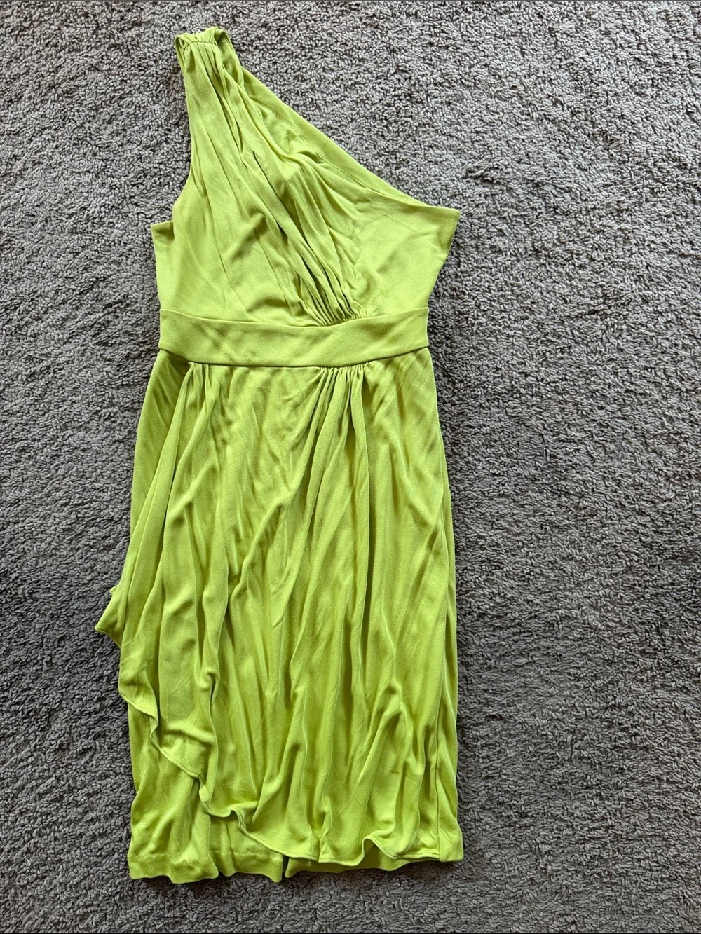 Diane Von Furstenberg One-Shoulder Lime Green Dress